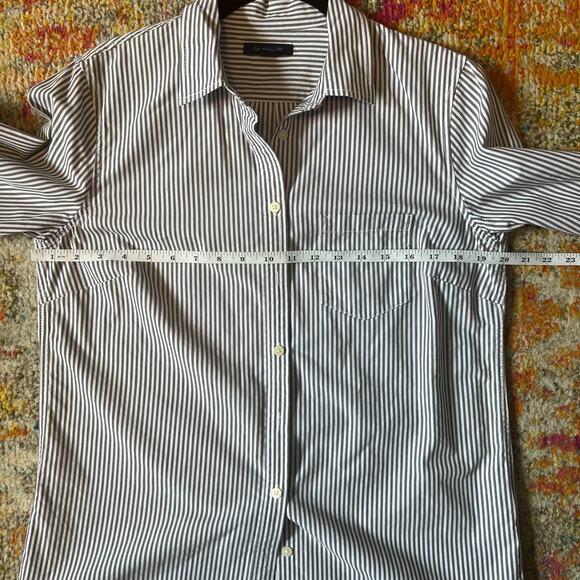 Lands End White and Gray Striped Button up 100% Cotton size 10 - Picture 6 of 9